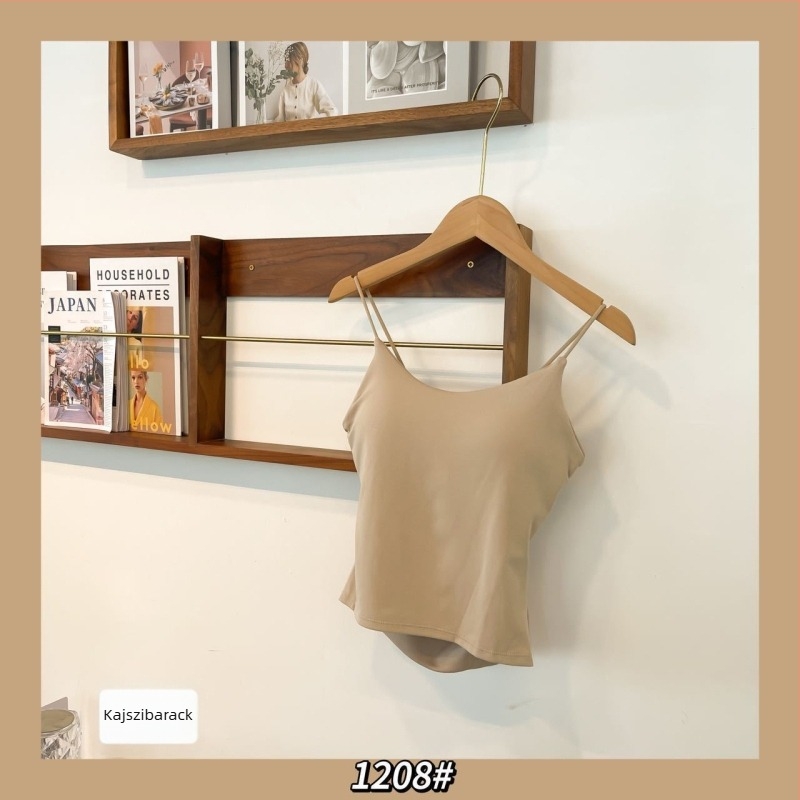 Új stílusú minimalist cami vékony pántokkal, nyitott hátú, szexi dizájn latex betéttel