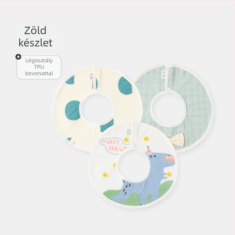 Pamut nyálkendő, nyakpánt stílusú kendő, nedvszívó, babáknak és 0–6 éves gyerekeknek, mintás figurával, készlet