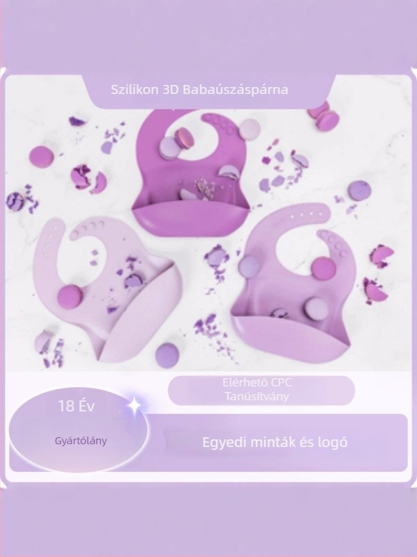Xilikang Family élelmiszer-minőségű szilikon gyerekeknek 3D zsebbel, vízálló, uniszex, 1–3 éveseknek