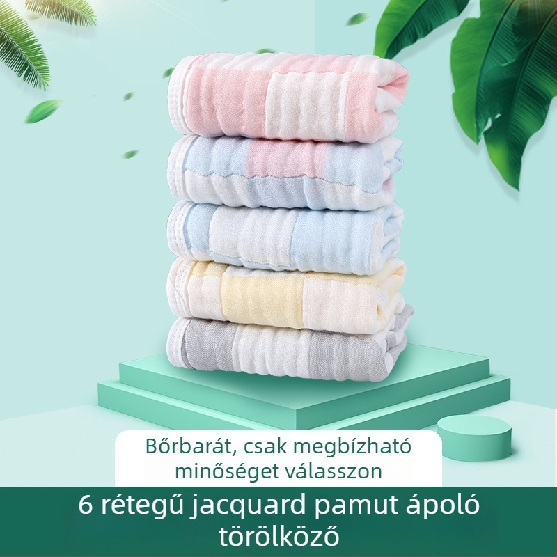 Nyálkendő, hat réteg pamut géz, kockás minta, újszülöttektől 6 éves korig.