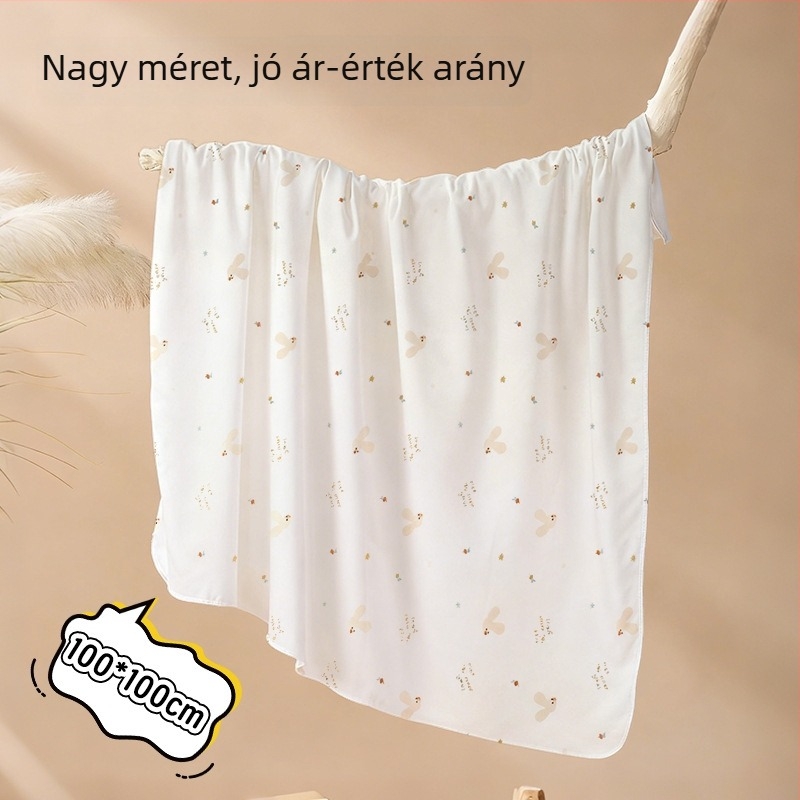 Újszülött becsomagoló kendő 100% pamutból — Cartoon mintázat, Cool qier márka, használható beburkolásra/takaróként