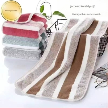 Kötött csíkos Coral Fleece fürdőlepedő, széles csíkok, vastított, rendkívül nedvszívó, nem hullik