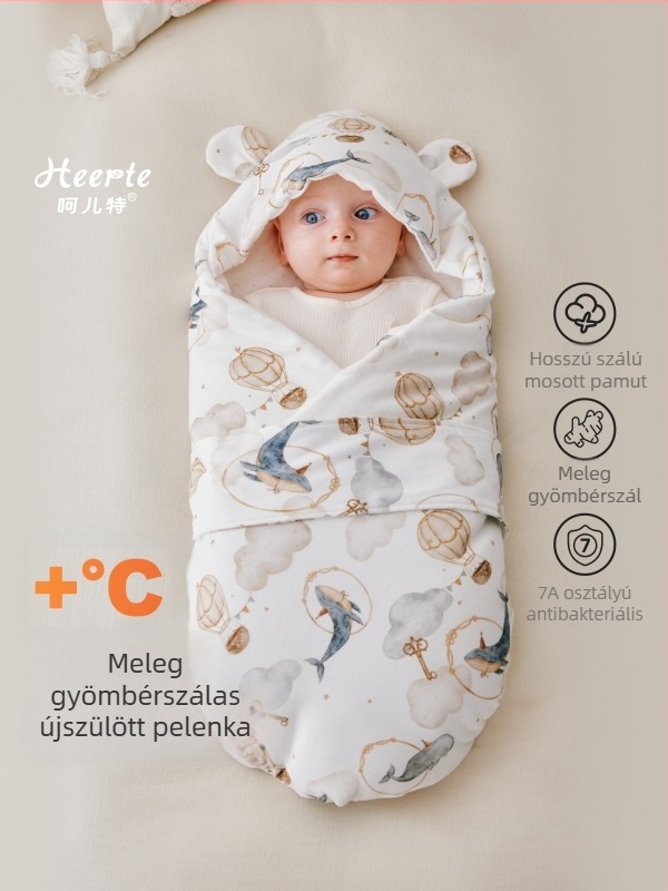 Újszülött babakendő, egész éves típus, pamut borítás meleg gyömbérrel, kis takaró