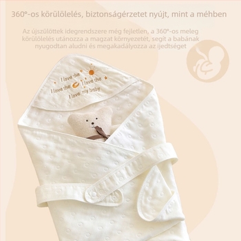 Újszülött pólyakendő, pamut géz, rajzfilm hímzés, hatrétegű jacquard