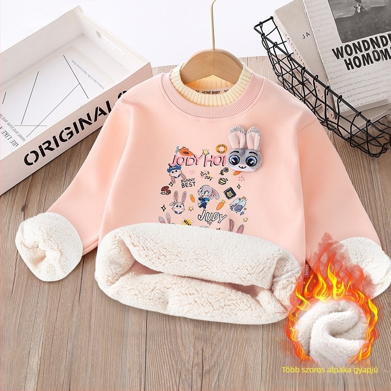 Lányos pamut pulóver, casual stílus, 60% pamut, 3–8 éveseknek, 2024 téli szezon