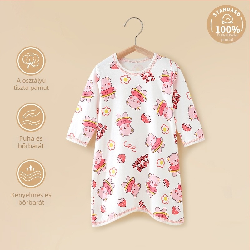 Baba pamut hosszú ujjú rugdalózó, hasi védelem, semleges nem, 0–12 hónap (80 cm-ig), 100% pamut, tavasz–ősz