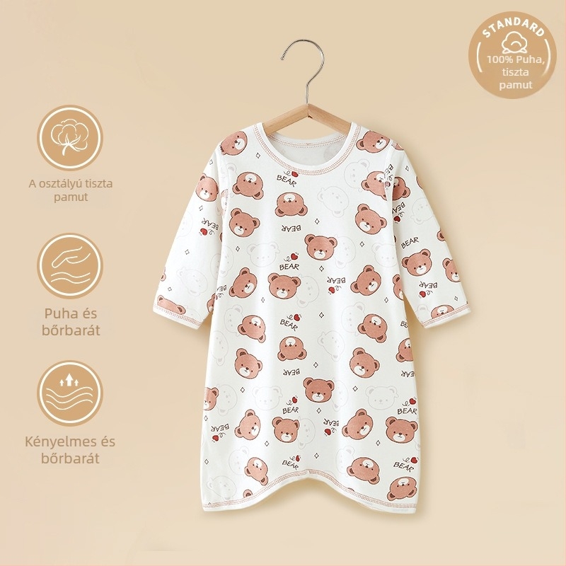 Baba pamut hosszú ujjú rugdalózó, hasi védelem, semleges nem, 0–12 hónap (80 cm-ig), 100% pamut, tavasz–ősz