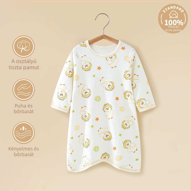 Baba pamut hosszú ujjú rugdalózó, hasi védelem, semleges nem, 0–12 hónap (80 cm-ig), 100% pamut, tavasz–ősz