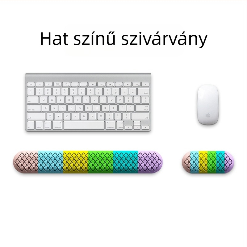 Szilikon billentyűzet csuklópárna, egyoldalas, tartó funkcióval, fémes stancolás, logó nyomtatott, modell J446/J447