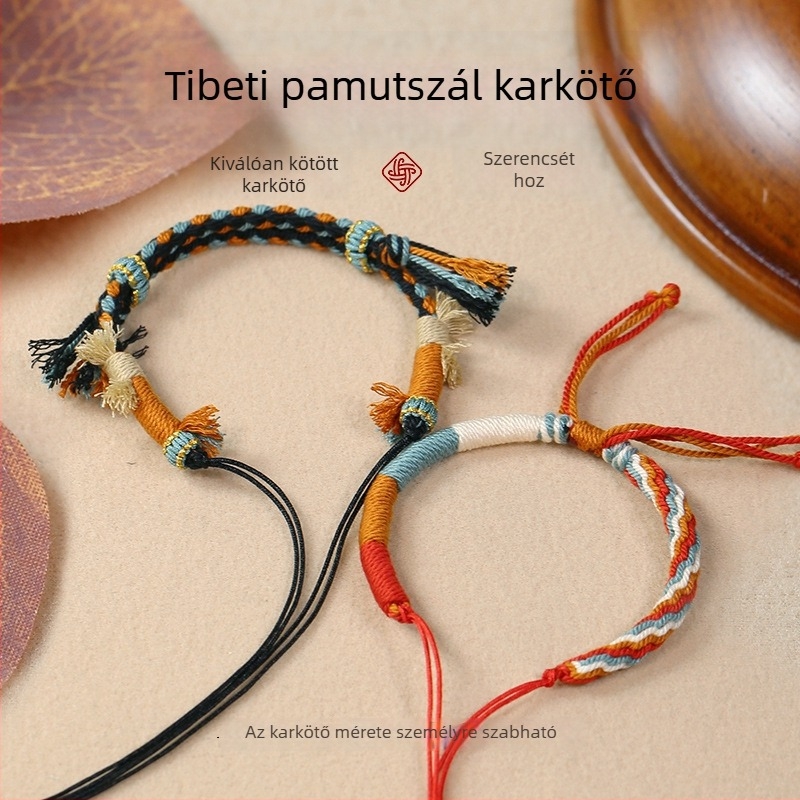DIY fonott zsinór karkötő - kézzel kötött, etnikus stílus, uniszex, tél 2025