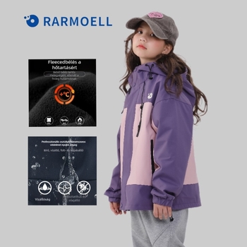 Gyerekek téli három az egyben kabát levehető fleece bélés, vízálló 1000 mm, szélálló, lélegző, kapucnis