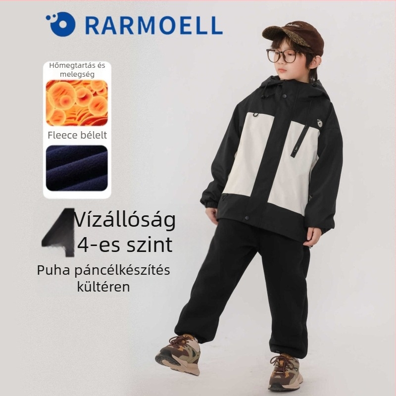 Gyerekek téli három az egyben kabát levehető fleece bélés, vízálló 1000 mm, szélálló, lélegző, kapucnis