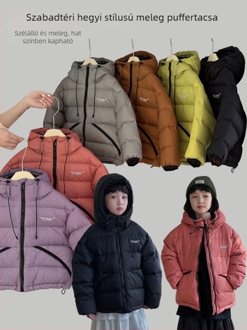 Uniszex gyerek téli párnázott kabát – külső nylon, bélés 100% poliészter, cipzár, lángálló tulajdonságok, 3-8 éveseknek