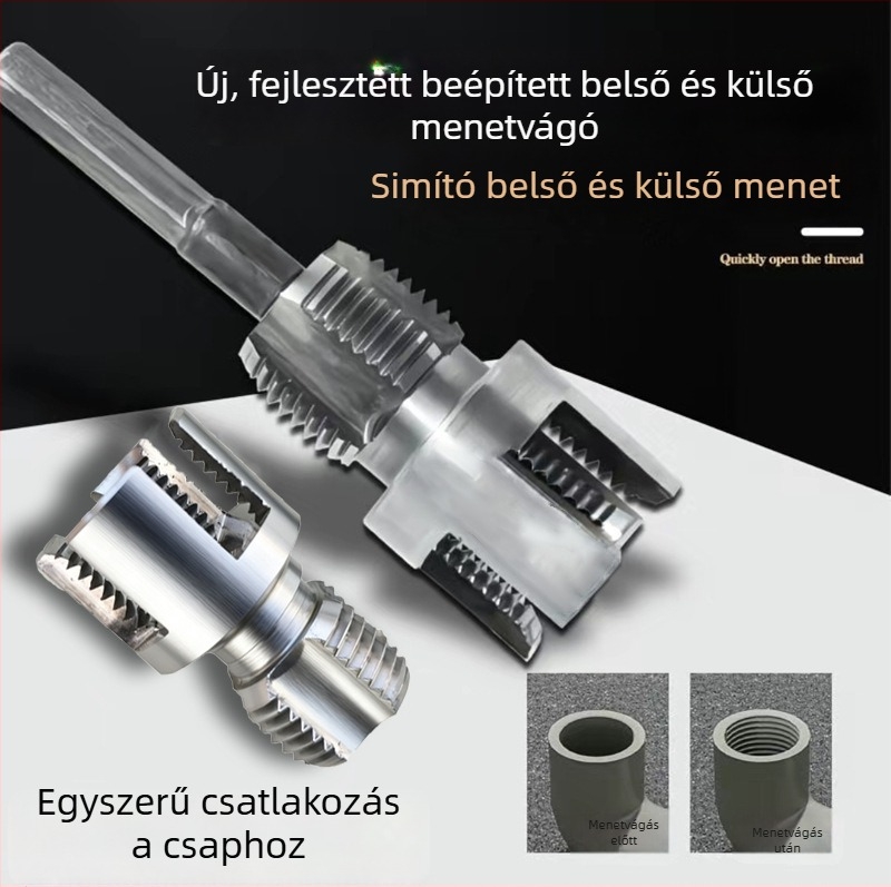 Csőmenet-készítő, belső–külső integrált kivitel, szénacélból (Formátum: Formula; 1 készlet; Háztartási használat; Kompatibilis PPR/PE csövekkel; Fúróval kompatibilis)