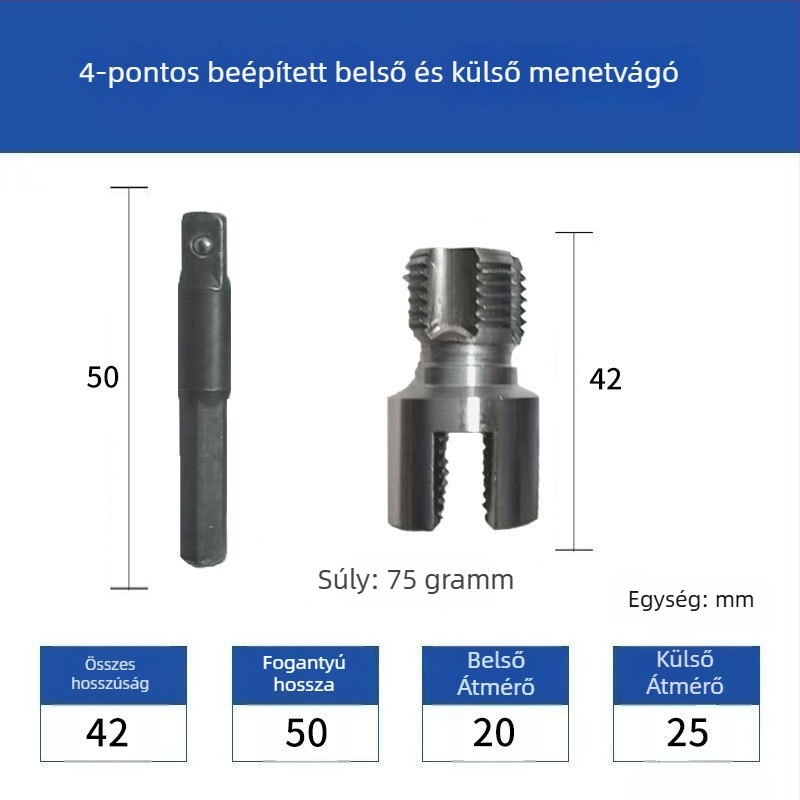 Csőmenet-készítő, belső–külső integrált kivitel, szénacélból (Formátum: Formula; 1 készlet; Háztartási használat; Kompatibilis PPR/PE csövekkel; Fúróval kompatibilis)