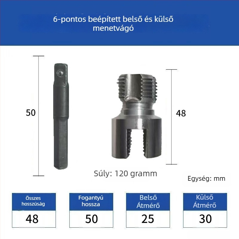 Csőmenet-készítő, belső–külső integrált kivitel, szénacélból (Formátum: Formula; 1 készlet; Háztartási használat; Kompatibilis PPR/PE csövekkel; Fúróval kompatibilis)