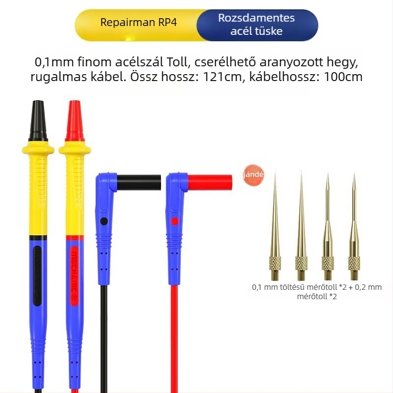 Mérőműszer toll – kivehető rozsdamentes acél heggyel, puha szilikon, magas hőmérséklet-ellenálló, cserélhető tű