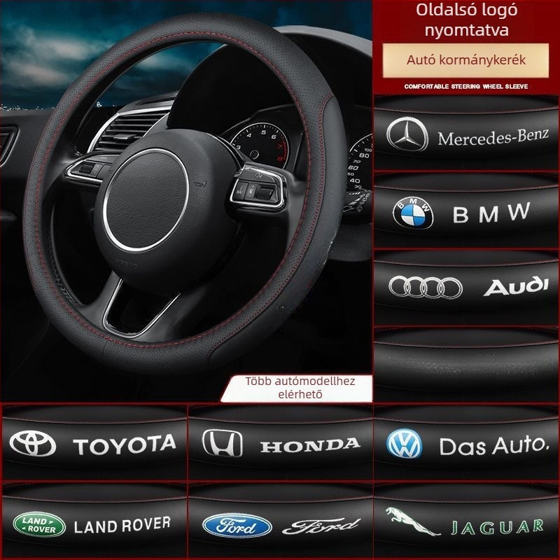 Valódi bőr kormánykerék borítás – univerzális, négy évszakos védelem, csúszásmentes, telepítés speciális járművekhez