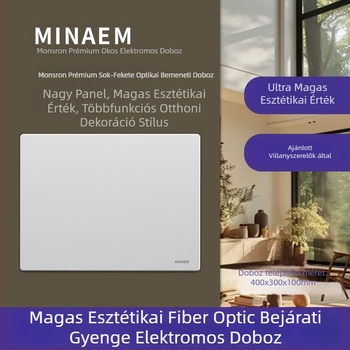 Rejtett aljzat alacsony áramkörű doboz multimédiás információs modullal, otthoni optikai hálózathoz, beltéri használatra. Márka Minaem/Monsan. Burkolat és fedél ABS.