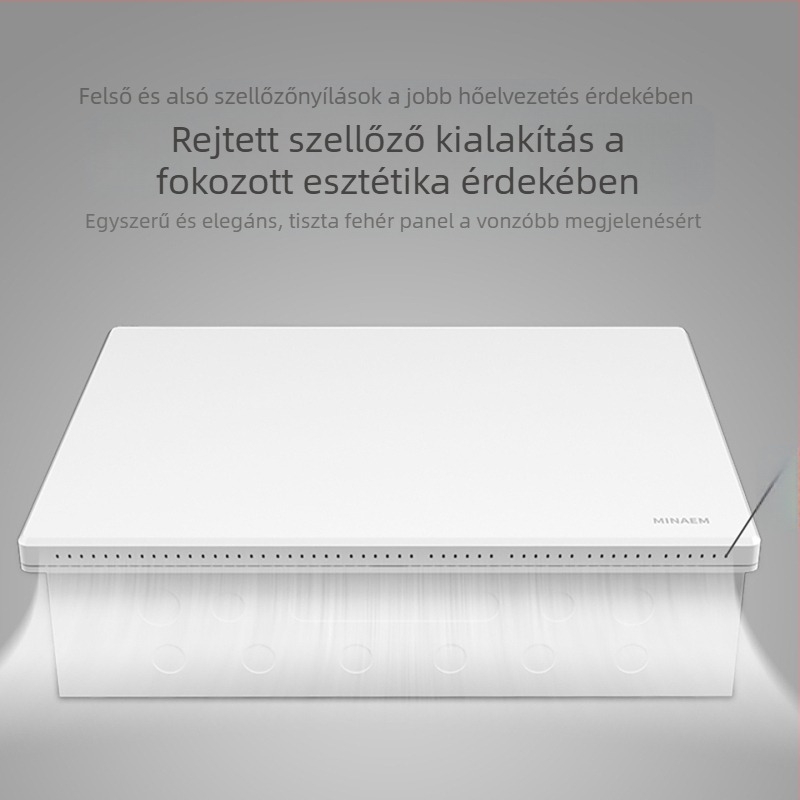 Rejtett aljzat alacsony áramkörű doboz multimédiás információs modullal, otthoni optikai hálózathoz, beltéri használatra. Márka Minaem/Monsan. Burkolat és fedél ABS.