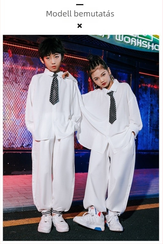 Gyerekek utcai tánc ing, álló gallér, hosszú ujjú, pamut-poliészter keverék, uniszex (álló gallér; hosszú ujjú; pamut-poliészter keverék; uniszex)