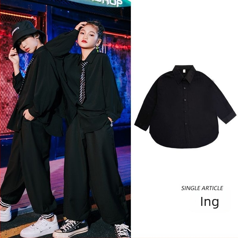 Gyerekek utcai tánc ing, álló gallér, hosszú ujjú, pamut-poliészter keverék, uniszex (álló gallér; hosszú ujjú; pamut-poliészter keverék; uniszex)