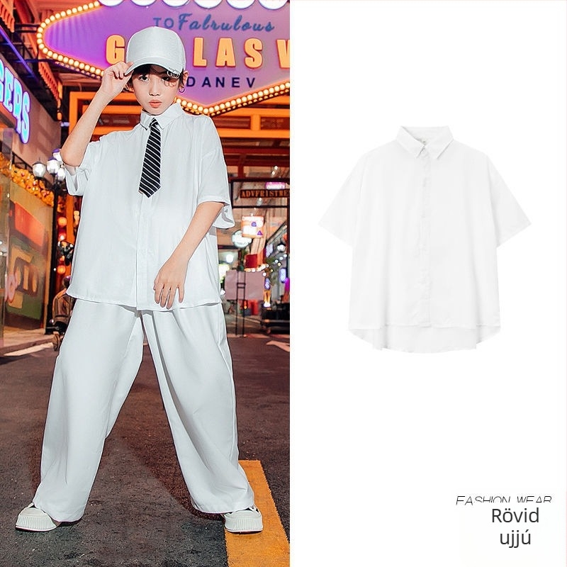 Gyerekek utcai tánc ing, álló gallér, hosszú ujjú, pamut-poliészter keverék, uniszex (álló gallér; hosszú ujjú; pamut-poliészter keverék; uniszex)