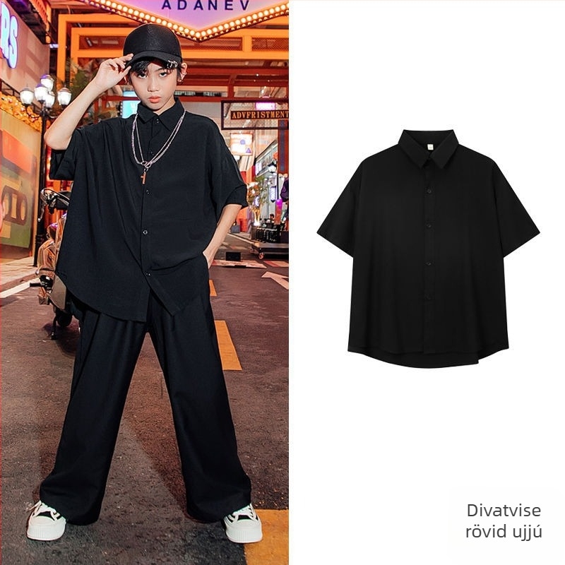 Gyerekek utcai tánc ing, álló gallér, hosszú ujjú, pamut-poliészter keverék, uniszex (álló gallér; hosszú ujjú; pamut-poliészter keverék; uniszex)