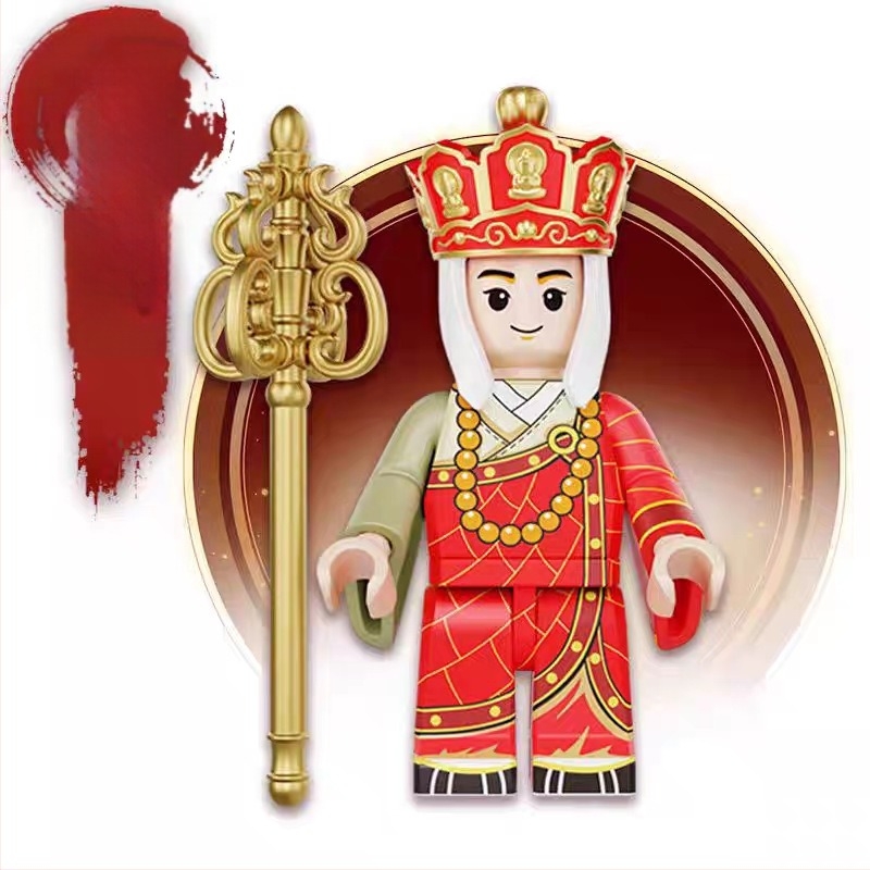 Monkey King és Guanyin mini figura építő készlet, ABS műanyag, akár 38 darab, korosztály 7–14