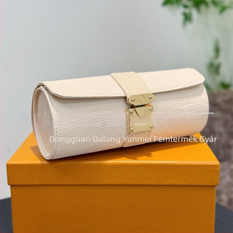 Hordó alakú óratartó és ékszertartó doboz, kopásálló bőrből, könnyű luxus, nagy kapacitás; 100 darab a dobozban; import: Nem; logó nyomtatás: Nem lehetséges; testreszabás: Nem; kiadás: Tavasz 2025