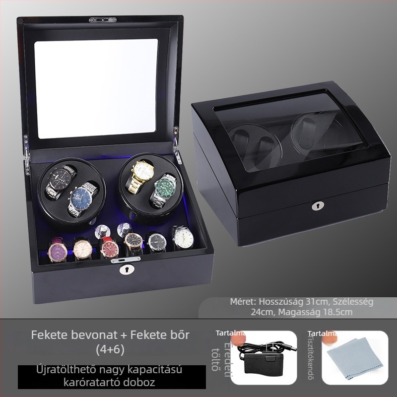 Automata óratekercs és kijelző doboz – Piano lak felület, Modell TG00461, Anyagok: sűrűségű lemez, PU bőr, akril