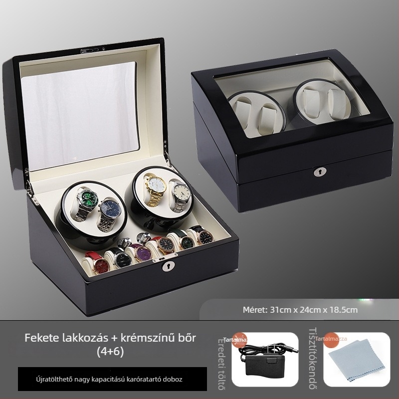 Automata óratekercs és kijelző doboz – Piano lak felület, Modell TG00461, Anyagok: sűrűségű lemez, PU bőr, akril