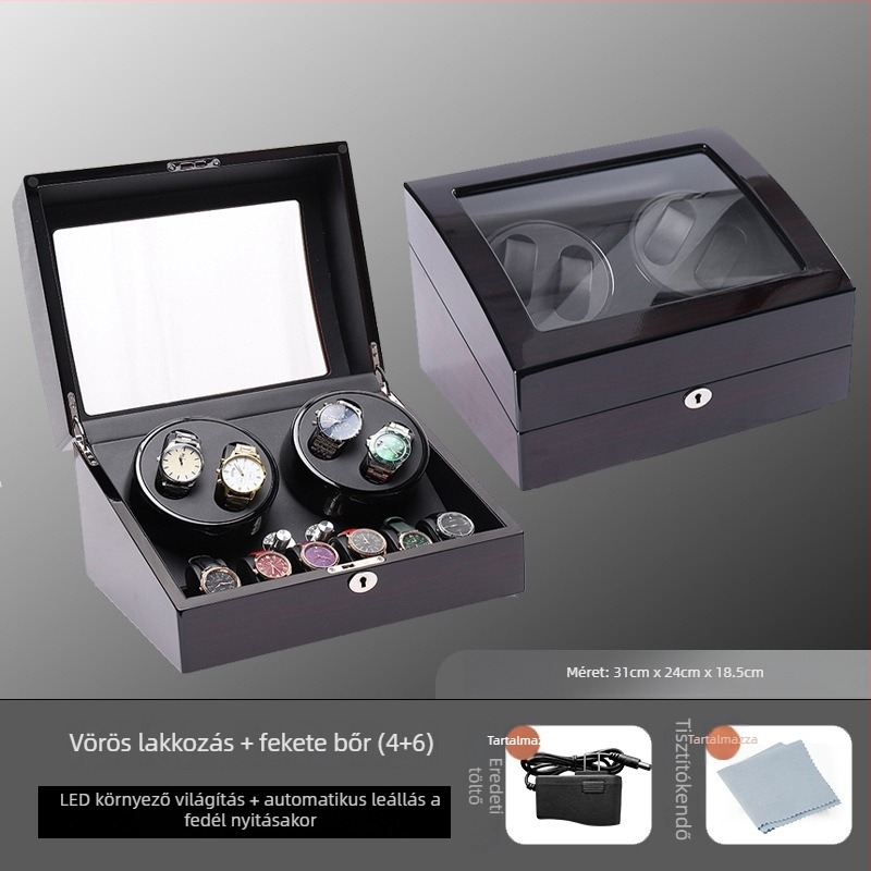 Automata óratekercs és kijelző doboz – Piano lak felület, Modell TG00461, Anyagok: sűrűségű lemez, PU bőr, akril