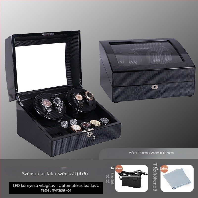 Automata óratekercs és kijelző doboz – Piano lak felület, Modell TG00461, Anyagok: sűrűségű lemez, PU bőr, akril