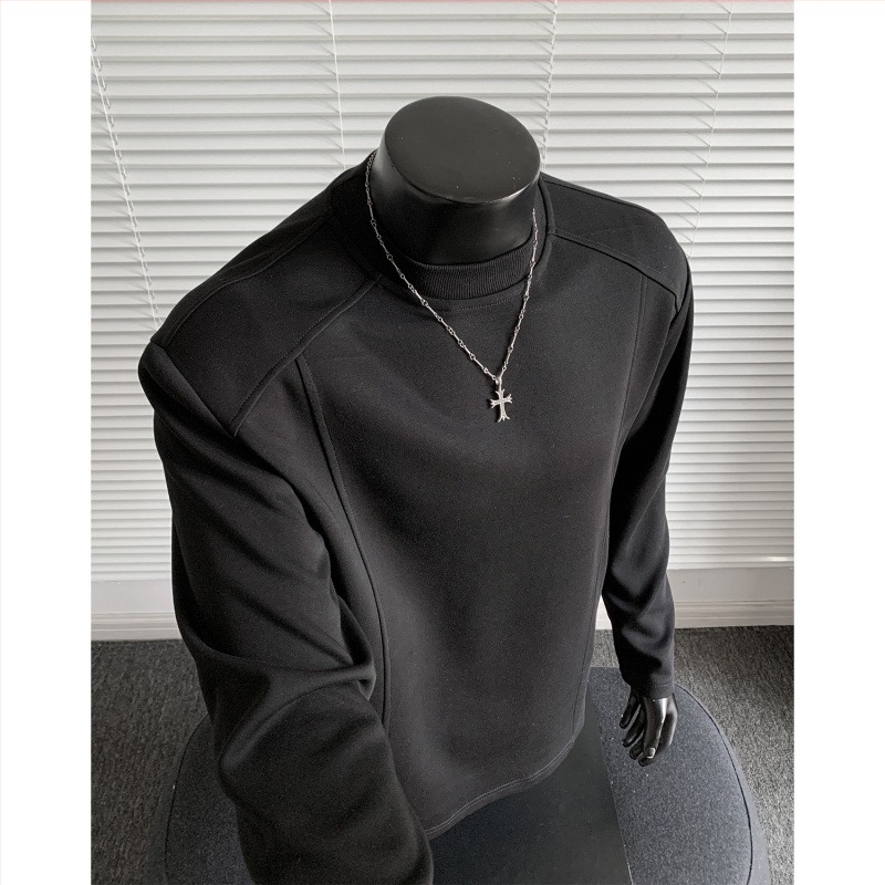 Férfi fleece-bevonatú pulóver, hosszú ujjú, szabályos vastagság, S501 modell, 2025 őszi kiadás, minden szezonra