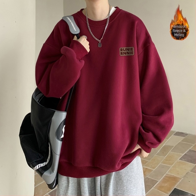 Pamut fleece pulóver, kerek nyakú, gallér nélküli, laza szabás, hosszú ujjú, karikatúra mintás