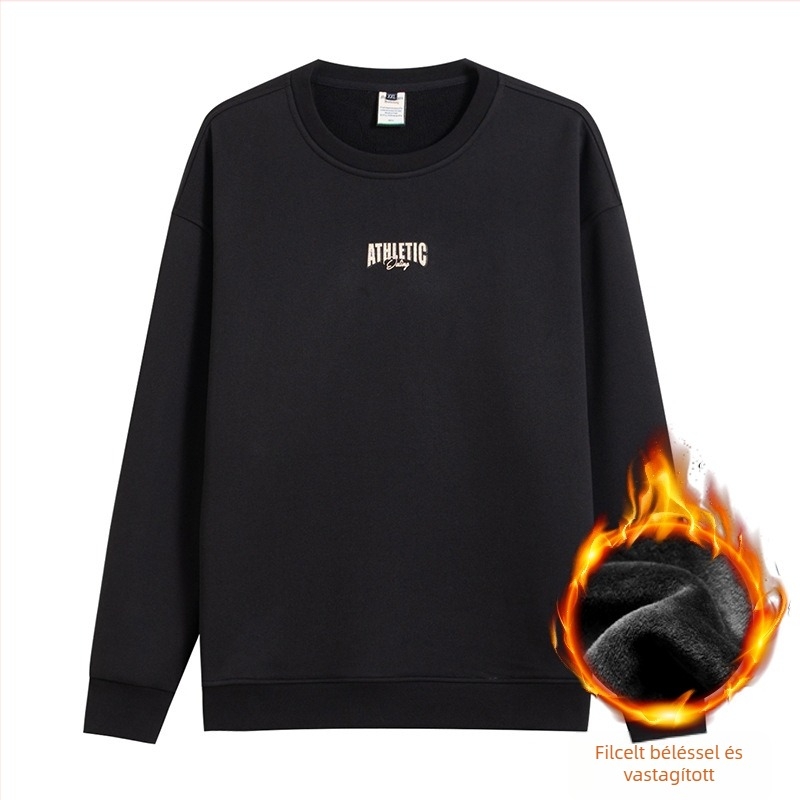 Polárbéléssel bélelt vastag meleg pulóver – kerek nyakú, hosszú ujjú, bő szabású