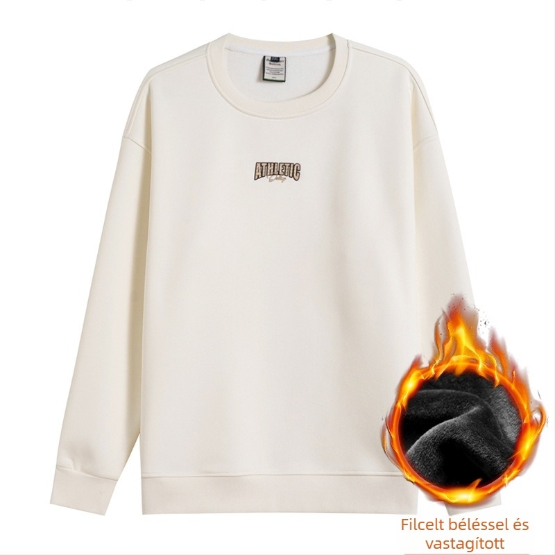 Polárbéléssel bélelt vastag meleg pulóver – kerek nyakú, hosszú ujjú, bő szabású