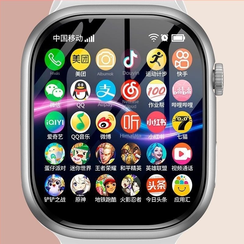 Okosóra telefon SIM-kártya foglalattal, 5G, érintőképernyő, szilikon szíj, támogatja az alkalmazásokat