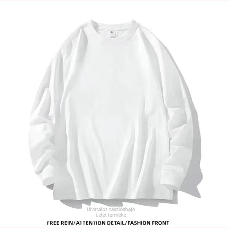 Fehér férfi oversize pulóver, vastag fleece béléses, kerek nyakú, őszi-téli