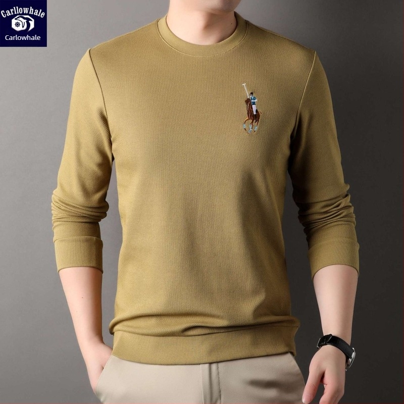 Karen Whale férfi kerek nyakú hímzett pulóver, egyszínű, őszre