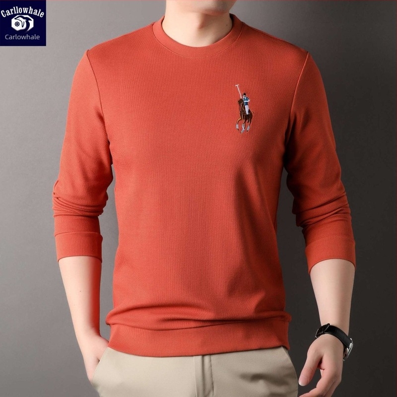 Karen Whale férfi kerek nyakú hímzett pulóver, egyszínű, őszre