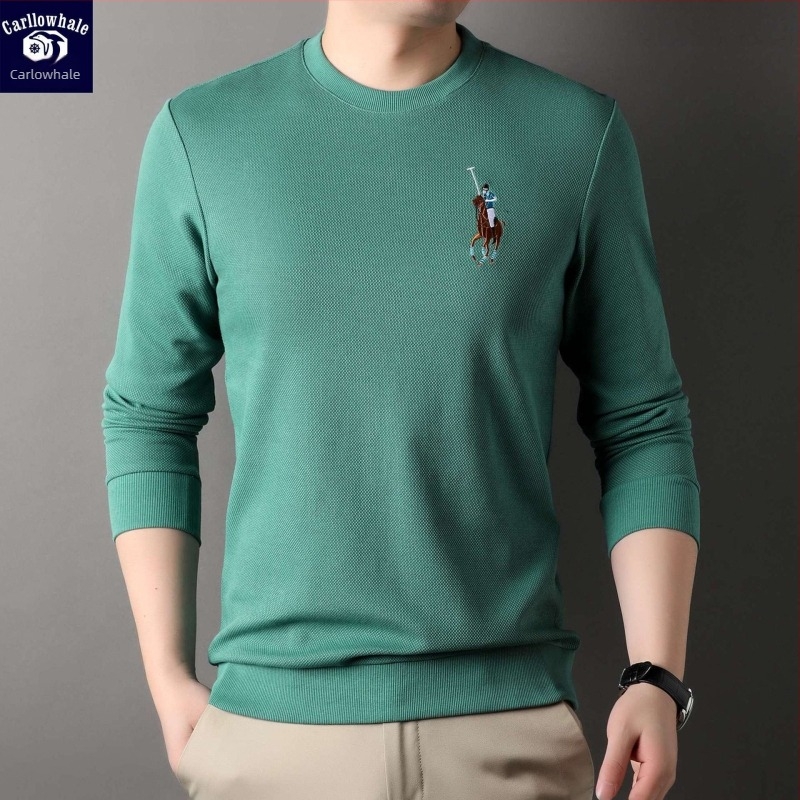 Karen Whale férfi kerek nyakú hímzett pulóver, egyszínű, őszre