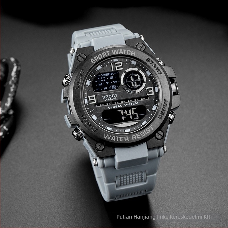 Elektronikus karóra ébresztővel, számjegy kijelzővel, 45 mm-es tárcsával, vízálló 10 m, elektronikus működés