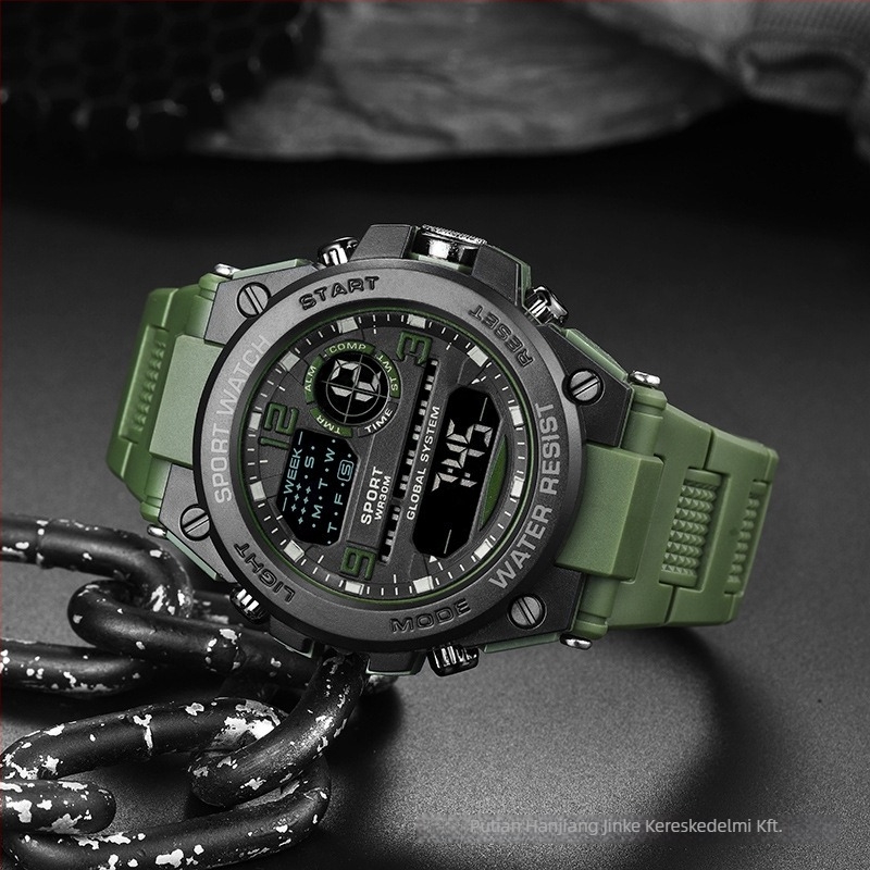 Elektronikus karóra ébresztővel, számjegy kijelzővel, 45 mm-es tárcsával, vízálló 10 m, elektronikus működés