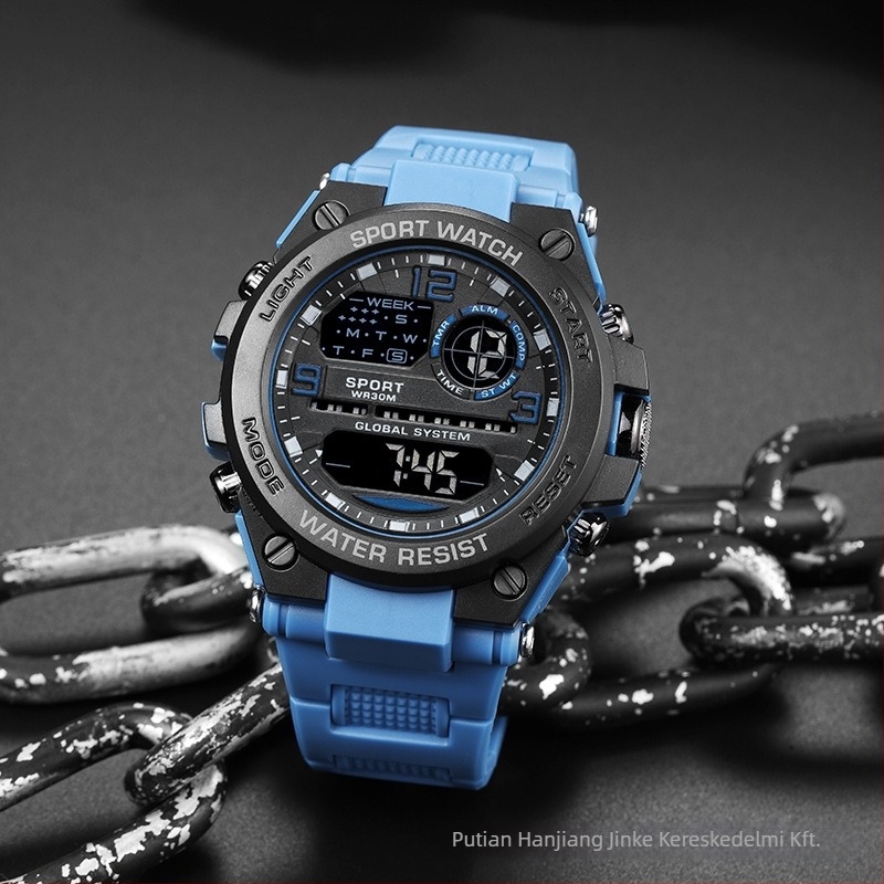 Elektronikus karóra ébresztővel, számjegy kijelzővel, 45 mm-es tárcsával, vízálló 10 m, elektronikus működés