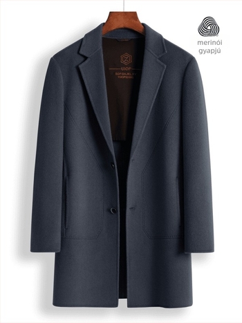 Kétoldalas gyapjú kabát, koreai stílus, laza szabás, egygombos elöl, öv nélkül, oldalzsebek, egyszínű minta, ősze 2023