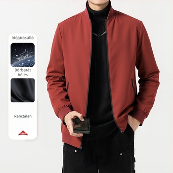 Férfi dzseki álló gallérral, cipzáras kivitel, légáteresztő, karcsú szabás, ősz 2024