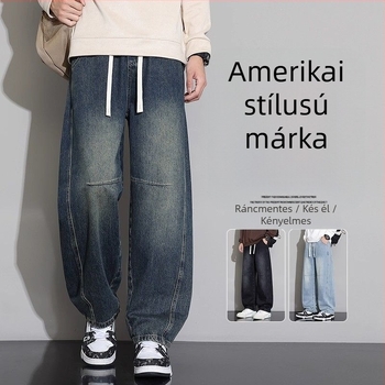 Farmernadrág egyenes szabású, chenille anyagból, középmagas derekú, téli szezonra