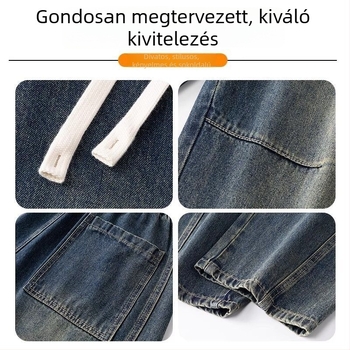 Farmernadrág egyenes szabású, chenille anyagból, középmagas derekú, téli szezonra